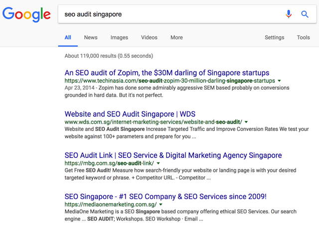 TechInAsia serp on google sg