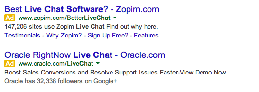 SERP for free live chat software