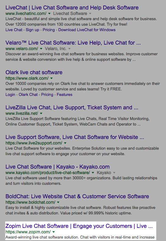 live chat software search results on google US incognito
