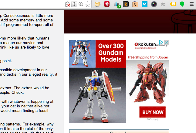 Display ad for Gundam